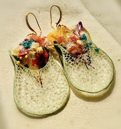 Floral Amphorae – Real Flower Earrings in Lotus Pod Vase Design