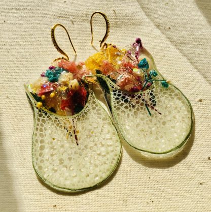 Floral Amphorae – Real Flower Earrings in Lotus Pod Vase Design