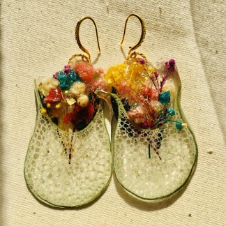 Floral Amphorae – Real Flower Earrings in Lotus Pod Vase Design