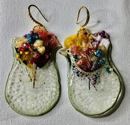 Floral Amphorae – Real Flower Earrings in Lotus Pod Vase Design
