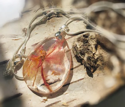 Eternal Ember Orchid Necklace – Real Pressed Orchid Pendant in Resin