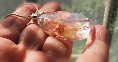 Eternal Ember Orchid Necklace – Real Pressed Orchid Pendant in Resin