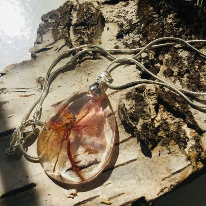 Eternal Ember Orchid Necklace – Real Pressed Orchid Pendant in Resin