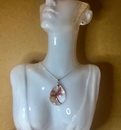 Eternal Ember Orchid Necklace – Real Pressed Orchid Pendant in Resin