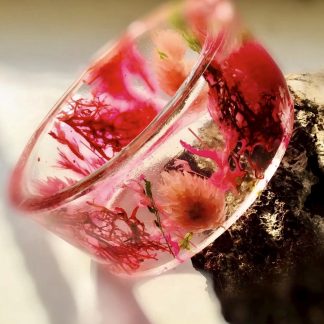 Pink Grass and Moss Resin Bangle