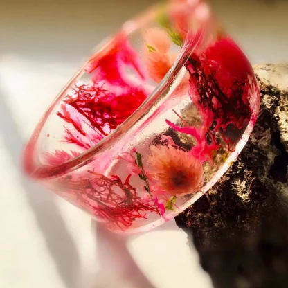 Pink Grass and Moss Resin Bangle - Image 10