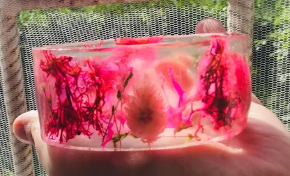 Pink Grass and Moss Resin Bangle