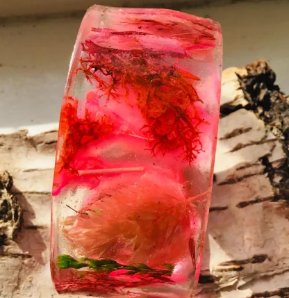 Pink Grass and Moss Resin Bangle