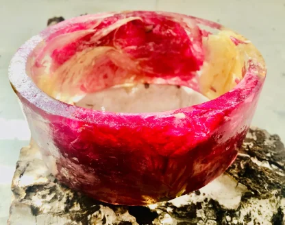 Red and White Peonies Resin Bangles