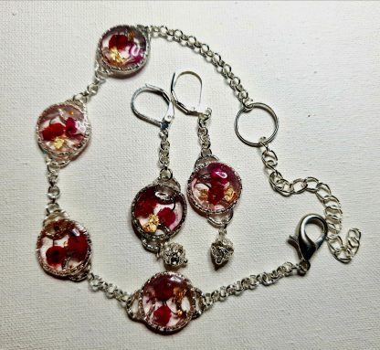 Crimson Bells – Real Red Lily of the Valley Resin Jewelry Set