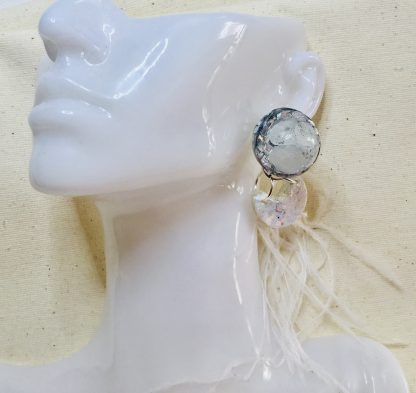 Moonlight Drift" – White Feather & Hydrangea Earrings