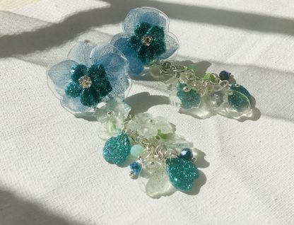 Ocean Bloom – Blue Hydrangea Earrings