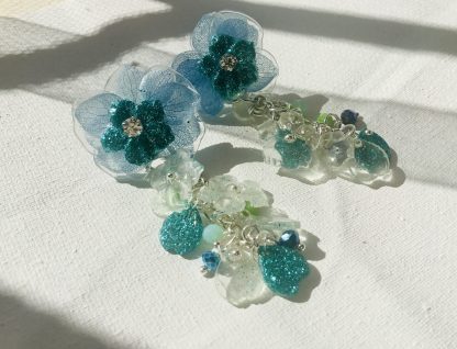 Ocean Bloom – Blue Hydrangea Earrings