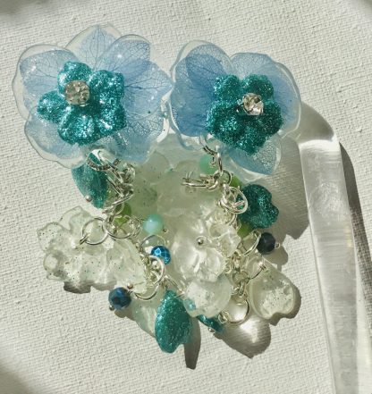Ocean Bloom – Blue Hydrangea Earrings