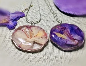 Rhododendron Resin Pendant – Real Pressed Flower Necklace