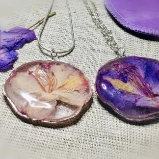 Rhododendron Resin Pendant – Real Pressed Flower Necklace