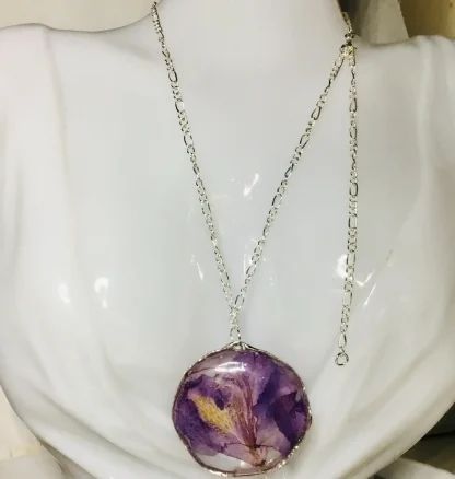 Rhododendron Resin Pendant – Real Pressed Flower Necklace