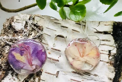 Rhododendron Resin Pendant – Real Pressed Flower Necklace