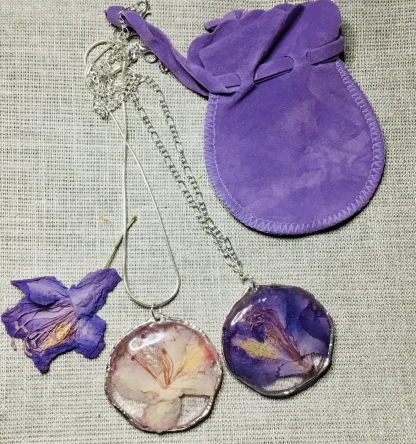 Rhododendron Resin Pendant – Real Pressed Flower Necklace