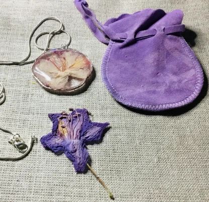 Rhododendron Resin Pendant – Real Pressed Flower Necklace