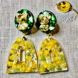 Real Mimosa Flower Jewelry set