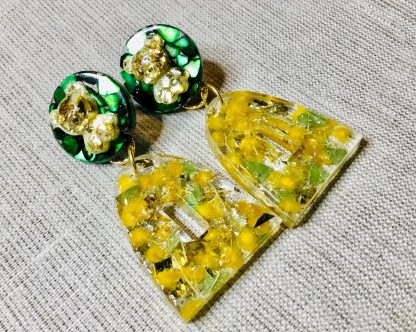 Real Mimosa Flower Jewelry Set