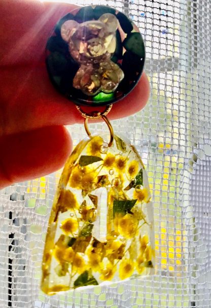 Real Mimosa Flower Jewelry Set