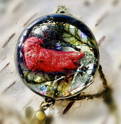 Fantasy Red Bird Pendant Necklace