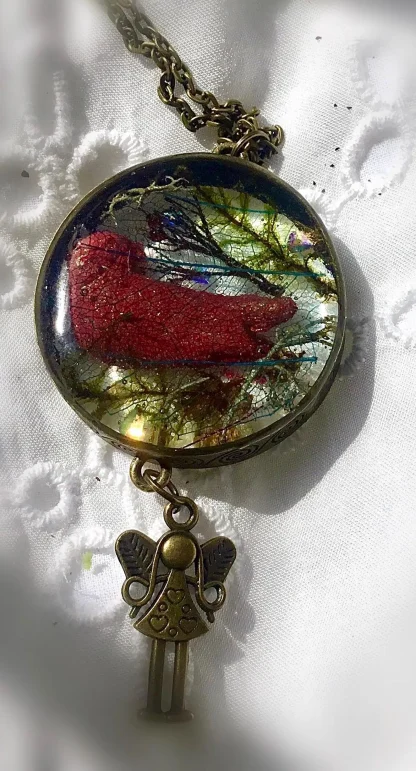 Fantasy Red Bird Pendant Necklace