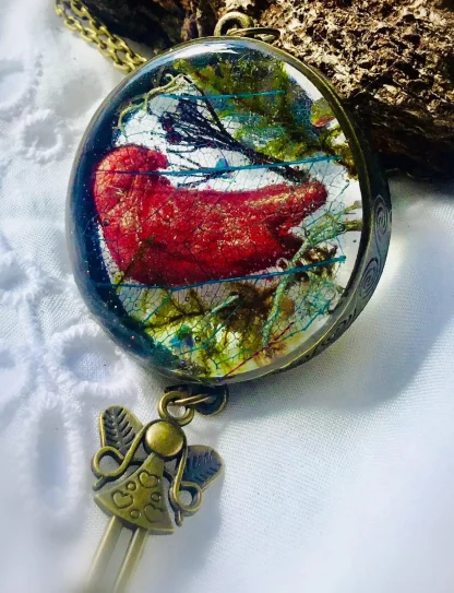 Fantasy Red Bird Pendant Necklace