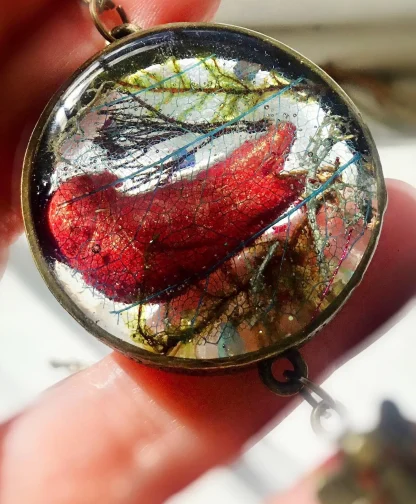 Fantasy Red Bird Pendant Necklace