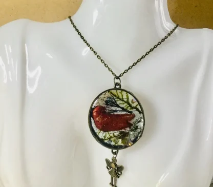 Fantasy Red Bird Pendant Necklace