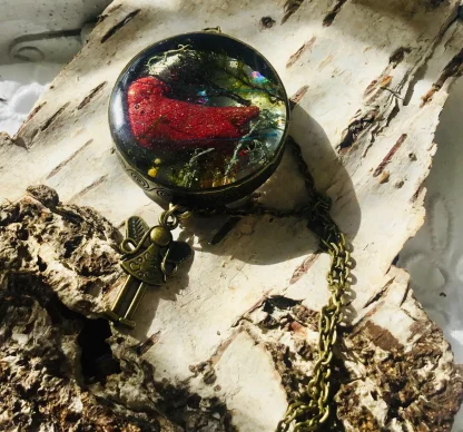 Fantasy Red Bird Pendant Necklace