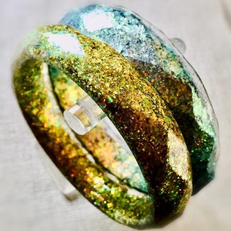 Set of 2 Glitter Resin Bangles – Golden Sparkle