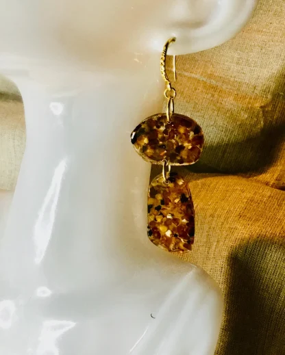 Golden Glow Amber Jewelry Set – Real Amber Resin Bangles & Drop Earrings | Handmade Statement Set | Elegant Gift for Her