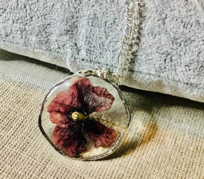 Eternal Poppy” – Real Pressed Poppy Flower Necklace