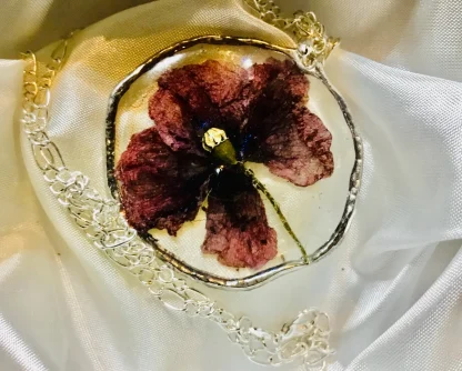 Eternal Poppy” – Real Pressed Poppy Flower Necklace