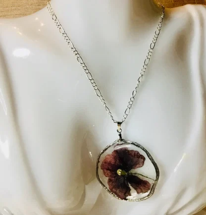 Eternal Poppy” – Real Pressed Poppy Flower Necklace