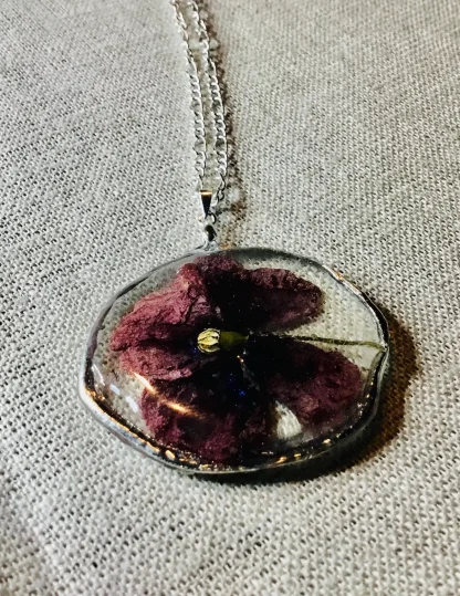 Eternal Poppy” – Real Pressed Poppy Flower Necklace