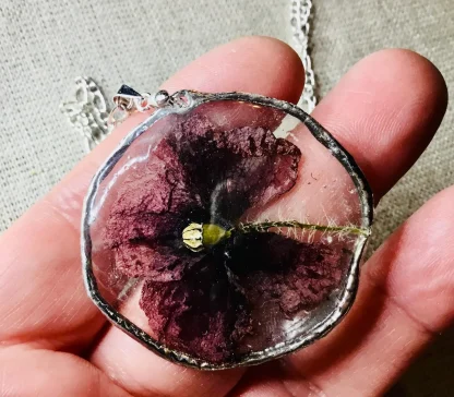 Eternal Poppy” – Real Pressed Poppy Flower Necklace
