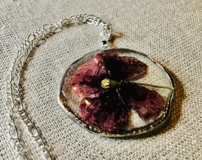 Eternal Poppy” – Real Pressed Poppy Flower Necklace