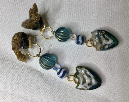 Golden Koi Ocean Earrings – Lightweight Dangle Jewelry