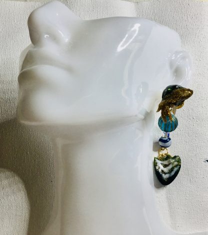 Golden Koi Ocean Earrings – Lightweight Dangle Jewelry