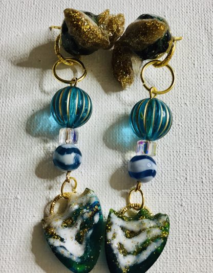 Golden Koi Ocean Earrings – Lightweight Dangle Jewelry