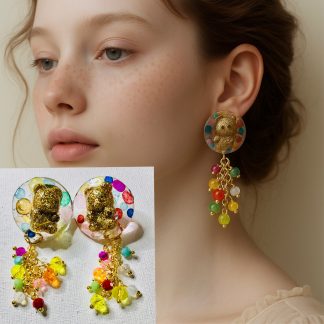 JoyDrops – Colorful Teddy Bear Dangle Earrings