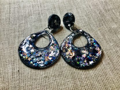 Starry Night Jewelry Set – Handmade Glitter Earrings & Resin Bangle