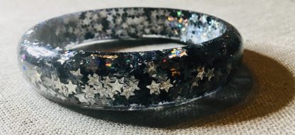 Starry Night Jewelry Set – Handmade Glitter Earrings & Resin Bangle