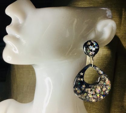 Starry Night Jewelry Set – Handmade Glitter Earrings & Resin Bangle