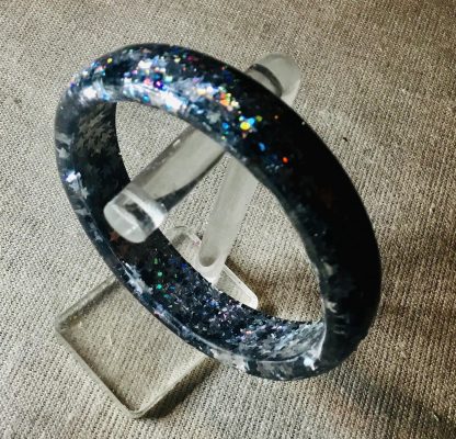 Starry Night Jewelry Set – Handmade Glitter Earrings & Resin Bangle