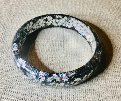 Starry Night Jewelry Set – Handmade Glitter Earrings & Resin Bangle